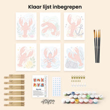 Afbeelding in Gallery-weergave laden, Mini Serie Schilderen op Nummer 15x20cm (6 stuks) - Kustkreeft Collectie