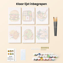 Afbeelding in Gallery-weergave laden, Mini Serie Schilderen op Nummer 15x20cm (6 stuks) - Heerlijk Eten Set