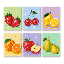 Afbeelding in Gallery-weergave laden, Mini Serie Schilderen op Nummer 15x20cm (6 stuks) - Disco Fruit Collectie