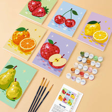 Afbeelding in Gallery-weergave laden, Mini Serie Schilderen op Nummer 15x20cm (6 stuks) - Disco Fruit Collectie