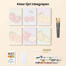 Afbeelding in Gallery-weergave laden, Mini Serie Schilderen op Nummer 15x20cm (6 stuks) - Disco Fruit Collectie