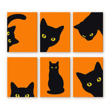 Afbeelding in Gallery-weergave laden, Mini Serie Schilderen op Nummer 15x20cm (6 stuks) - Zwarte Kat Kiekeboe