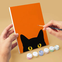 Afbeelding in Gallery-weergave laden, Mini Serie Schilderen op Nummer 15x20cm (6 stuks) - Zwarte Kat Kiekeboe