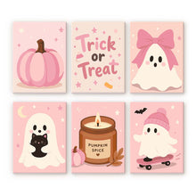Afbeelding in Gallery-weergave laden, Mini Serie Schilderen op Nummer 15x20cm (6 stuks) - Schattig Roze Halloween