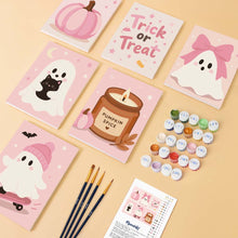 Afbeelding in Gallery-weergave laden, Mini Serie Schilderen op Nummer 15x20cm (6 stuks) - Schattig Roze Halloween