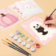 Afbeelding in Gallery-weergave laden, Mini Serie Schilderen op Nummer 15x20cm (6 stuks) - Schattig Roze Halloween