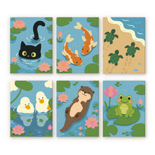 Afbeelding in Gallery-weergave laden, Mini Serie Schilderen op Nummer 15x20cm (6 stuks) - Leven bij de Vijver
