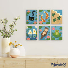 Afbeelding in Gallery-weergave laden, Mini Serie Schilderen op Nummer 15x20cm (6 stuks) - Leven bij de Vijver
