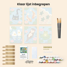 Afbeelding in Gallery-weergave laden, Mini Serie Schilderen op Nummer 15x20cm (6 stuks) - Leven bij de Vijver