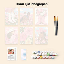 Afbeelding in Gallery-weergave laden, Mini Serie Schilderen op Nummer 15x20cm (6 stuks) - Roze Cowgirl