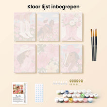 Afbeelding in Gallery-weergave laden, Mini Serie Schilderen op Nummer 15x20cm (6 stuks) - Roze Cowgirl