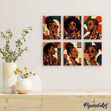 Afbeelding in Gallery-weergave laden, Mini Serie Schilderen op Nummer 15x20cm (6 stuks) - Afro Pop Art Portretten