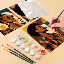 Afbeelding in Gallery-weergave laden, Mini Serie Schilderen op Nummer 15x20cm (6 stuks) - Afro Pop Art Portretten