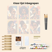 Afbeelding in Gallery-weergave laden, Mini Serie Schilderen op Nummer 15x20cm (6 stuks) - Afro Pop Art Portretten