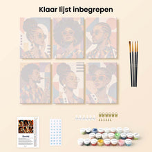 Afbeelding in Gallery-weergave laden, Mini Serie Schilderen op Nummer 15x20cm (6 stuks) - Afro Pop Art Portretten
