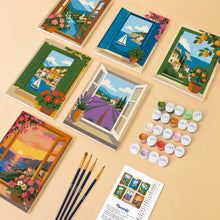 Afbeelding in Gallery-weergave laden, Mini Serie Schilderen op Nummer 15x20cm (6 stuks) - Uitzichten door het Raam