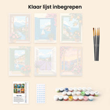 Afbeelding in Gallery-weergave laden, Mini Serie Schilderen op Nummer 15x20cm (6 stuks) - Uitzichten door het Raam