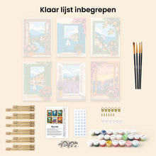 Afbeelding in Gallery-weergave laden, Mini Serie Schilderen op Nummer 15x20cm (6 stuks) - Uitzichten door het Raam