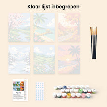 Afbeelding in Gallery-weergave laden, Mini Serie Schilderen op Nummer 15x20cm (6 stuks) - Seizoenen Rond de Wereld