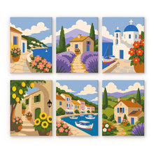 Afbeelding in Gallery-weergave laden, Mini Serie Schilderen op Nummer 15x20cm (6 stuks) - Mediterrane Uitzichten