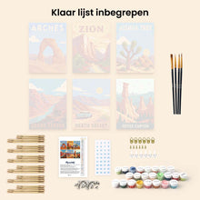 Afbeelding in Gallery-weergave laden, Mini Serie Schilderen op Nummer 15x20cm (6 stuks) - Nationale Parken - Zuidwestelijke Woestijn