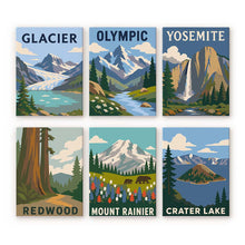 Afbeelding in Gallery-weergave laden, Mini Serie Schilderen op Nummer 15x20cm (6 stuks) - Nationale Parken - Pacifische Kust en Cascades