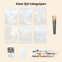 Afbeelding in Gallery-weergave laden, Mini Serie Schilderen op Nummer 15x20cm (6 stuks) - Nationale Parken - Pacifische Kust en Cascades