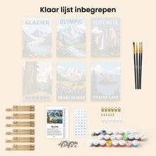 Afbeelding in Gallery-weergave laden, Mini Serie Schilderen op Nummer 15x20cm (6 stuks) - Nationale Parken - Pacifische Kust en Cascades