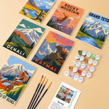 Afbeelding in Gallery-weergave laden, Mini Serie Schilderen op Nummer 15x20cm (6 stuks) - Nationale Parken - Alaska en Noordelijke Rocky Mountains