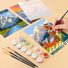Afbeelding in Gallery-weergave laden, Mini Serie Schilderen op Nummer 15x20cm (6 stuks) - Nationale Parken - Alaska en Noordelijke Rocky Mountains
