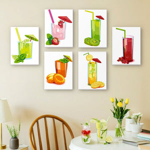 Schilderen op nummer – Set van 6 doeken | Verse Fruitsappen