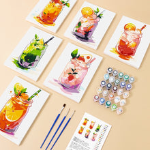 Afbeelding in Gallery-weergave laden, Schilderen op nummer – Set van 6 doeken | Fruitige Mason Jar Dranken