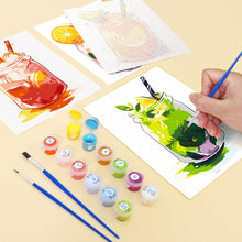 Afbeelding in Gallery-weergave laden, Schilderen op nummer – Set van 6 doeken | Fruitige Mason Jar Dranken