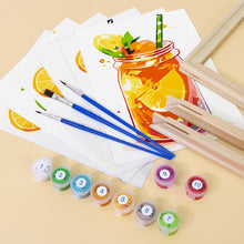 Afbeelding in Gallery-weergave laden, Schilderen op nummer – Set van 6 doeken | Fruitige Mason Jar Dranken