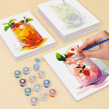 Afbeelding in Gallery-weergave laden, Schilderen op nummer – Set van 6 doeken | Fruitige Mason Jar Dranken