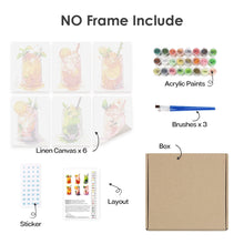 Afbeelding in Gallery-weergave laden, Schilderen op nummer – Set van 6 doeken | Fruitige Mason Jar Dranken