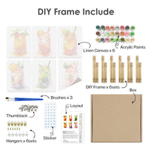 Afbeelding in Gallery-weergave laden, Schilderen op nummer – Set van 6 doeken | Fruitige Mason Jar Dranken