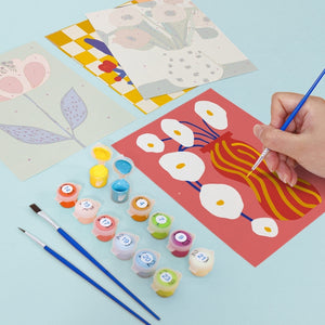 Schilderen op nummer – Set van 6 doeken | Abstracte Bloemenvazen