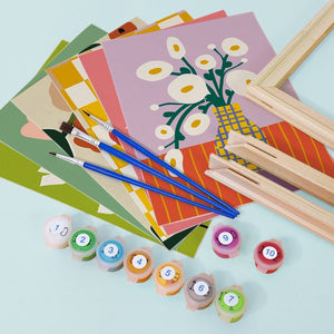 Schilderen op nummer – Set van 6 doeken | Abstracte Bloemenvazen