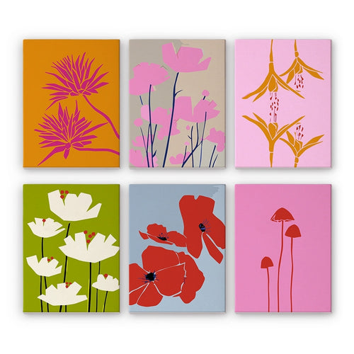 Schilderen op nummer – Set van 6 doeken | Moderne Bloemenprints