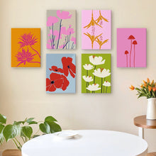 Afbeelding in Gallery-weergave laden, Schilderen op nummer – Set van 6 doeken | Moderne Bloemenprints