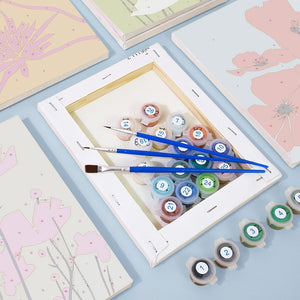 Schilderen op nummer – Set van 6 doeken | Moderne Bloemenprints