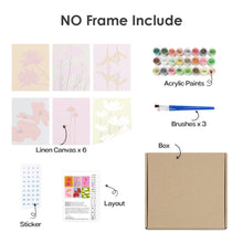 Afbeelding in Gallery-weergave laden, Schilderen op nummer – Set van 6 doeken | Moderne Bloemenprints