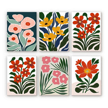 Afbeelding in Gallery-weergave laden, Schilderen op nummer – Set van 6 doeken | Kleurrijke Bloem Patronen