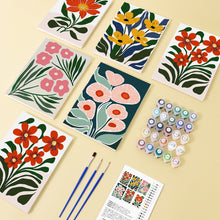 Afbeelding in Gallery-weergave laden, Schilderen op nummer – Set van 6 doeken | Kleurrijke Bloem Patronen