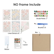 Afbeelding in Gallery-weergave laden, Schilderen op nummer – Set van 6 doeken | Kleurrijke Bloem Patronen