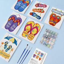 Afbeelding in Gallery-weergave laden, Schilderen op nummer – Set van 6 doeken | Zomerse Slippers Borden