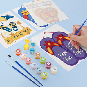 Schilderen op nummer – Set van 6 doeken | Zomerse Slippers Borden