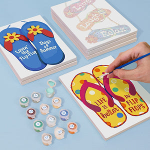 Schilderen op nummer – Set van 6 doeken | Zomerse Slippers Borden
