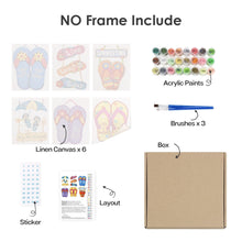 Afbeelding in Gallery-weergave laden, Schilderen op nummer – Set van 6 doeken | Zomerse Slippers Borden